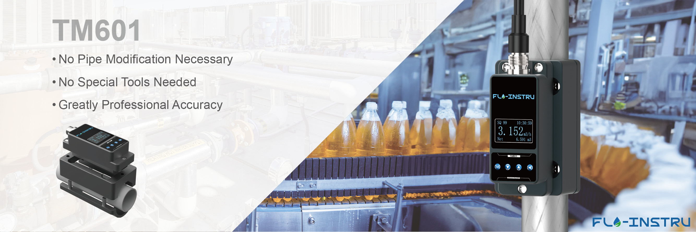 Kualitas Ultrasonik Clamp-on Flowmeter pabrik