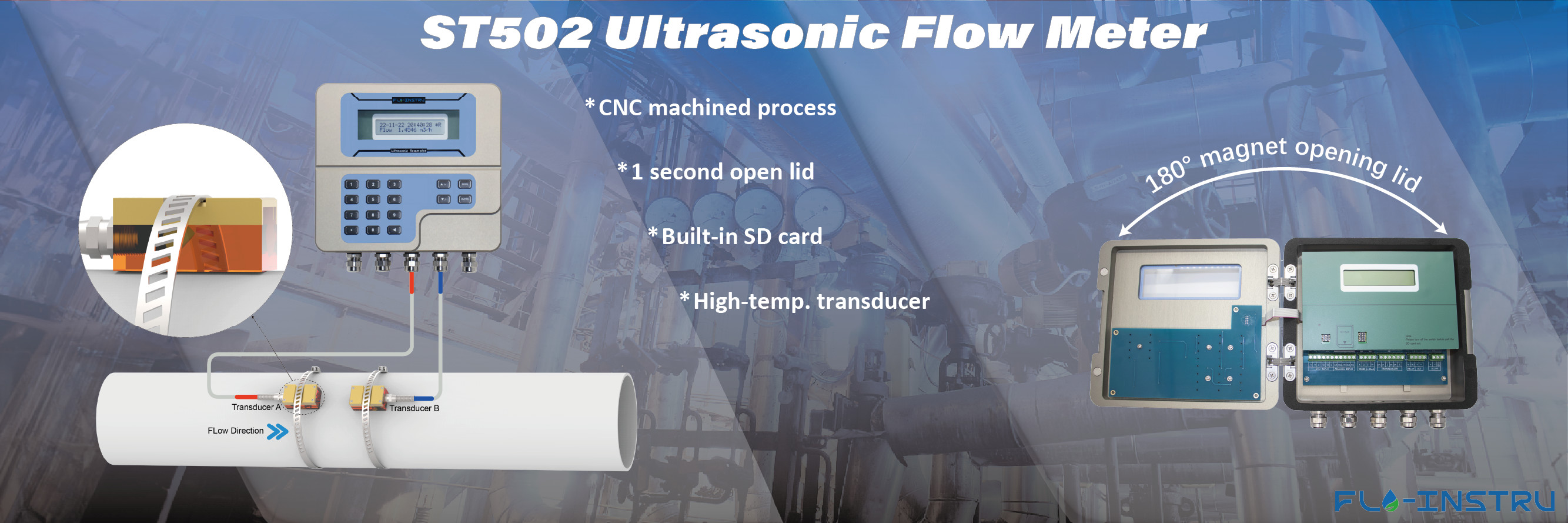 Kualitas Ultrasonik Clamp-on Flowmeter pabrik