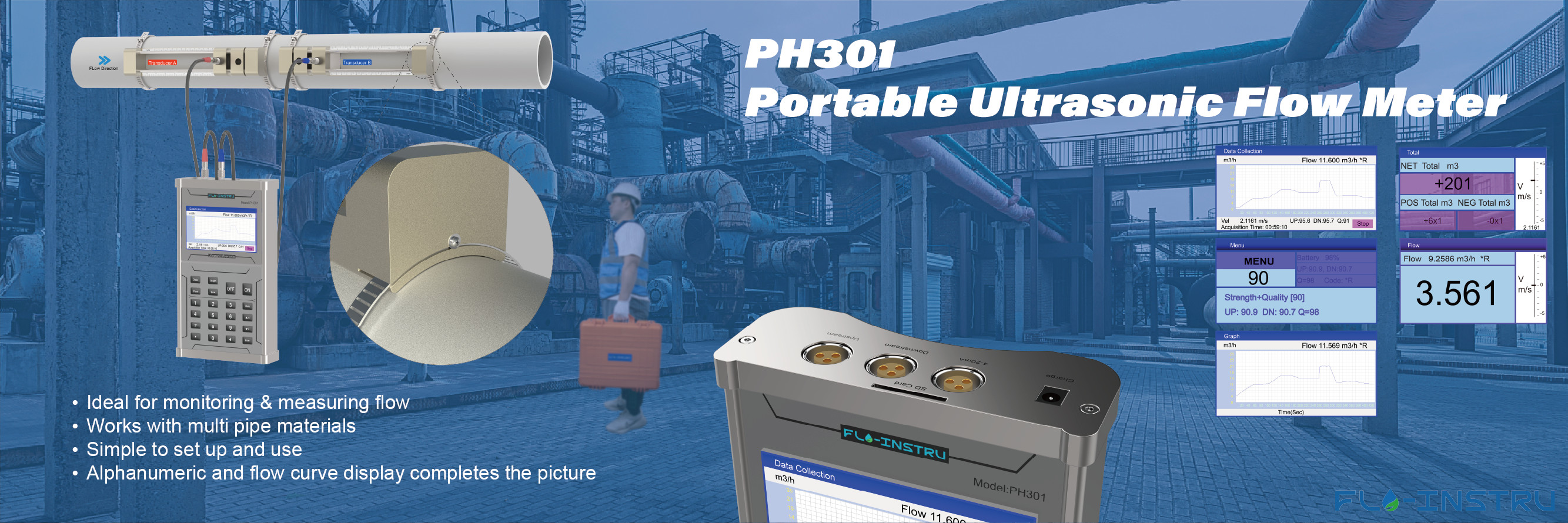 Kualitas Ultrasonik Clamp-on Flowmeter pabrik